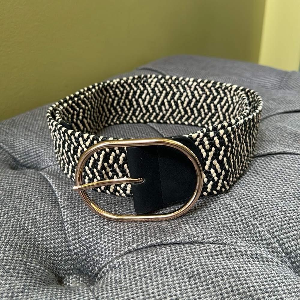 LOFT Black and Cream Woven Belt